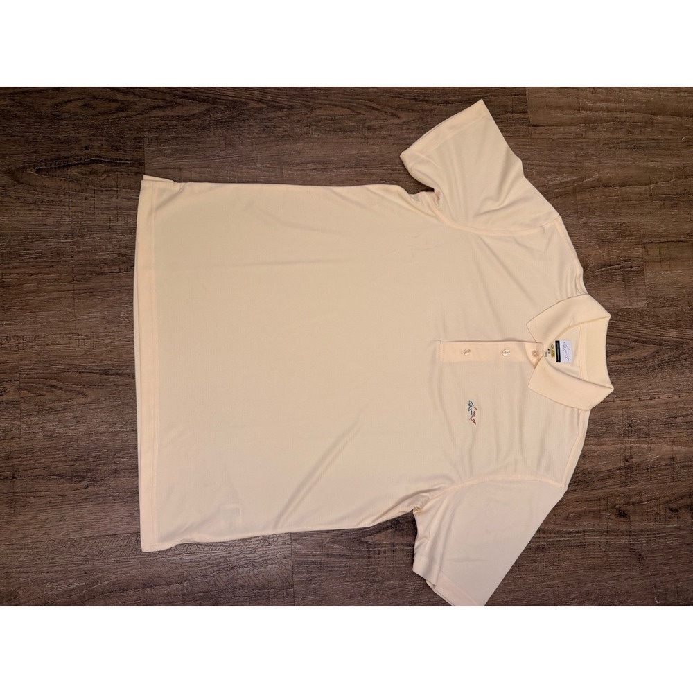 Greg Norman Play Dry Mens m Pale Yellow Short Sleeve Golf Polo Shirt Shark Logo - Picture 2 of 9